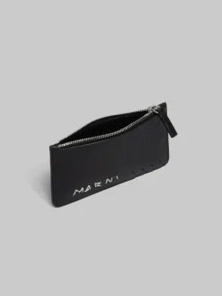 Wallets & Small Leather Goods>Marni Leather Card Case With Mending BLACK