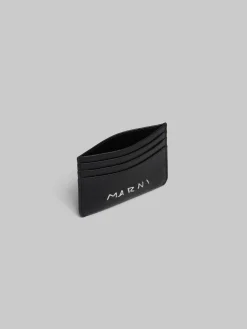 Wallets & Small Leather Goods>Marni Leather Cardholder With Mending BLACK