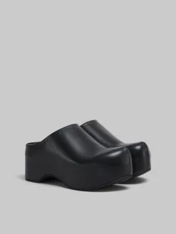 Flats>Marni Leather Chunky Clog Sabot BLACK