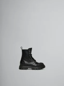 Kids>Marni Leather Combat Boot BLACK