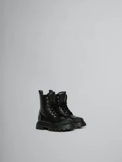 Kids>Marni Leather Combat Boot BLACK