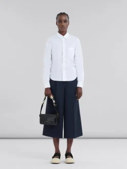 Shoulder Bags>Marni Leather E/W Soft Trunk Bag With Logo Strap BLACK