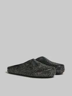 Fussbett Sabot>Marni Leather Fussbett Sabot With Rhinestones BLACK