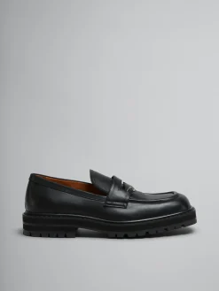 Lace Up & Loafers>Marni Leather Piercing 2.0 Chunky Loafer BLACK