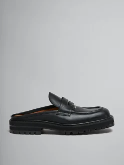 Lace Up & Loafers>Marni Leather Piercing 2.0 Chunky Sabot Loafer BLACK