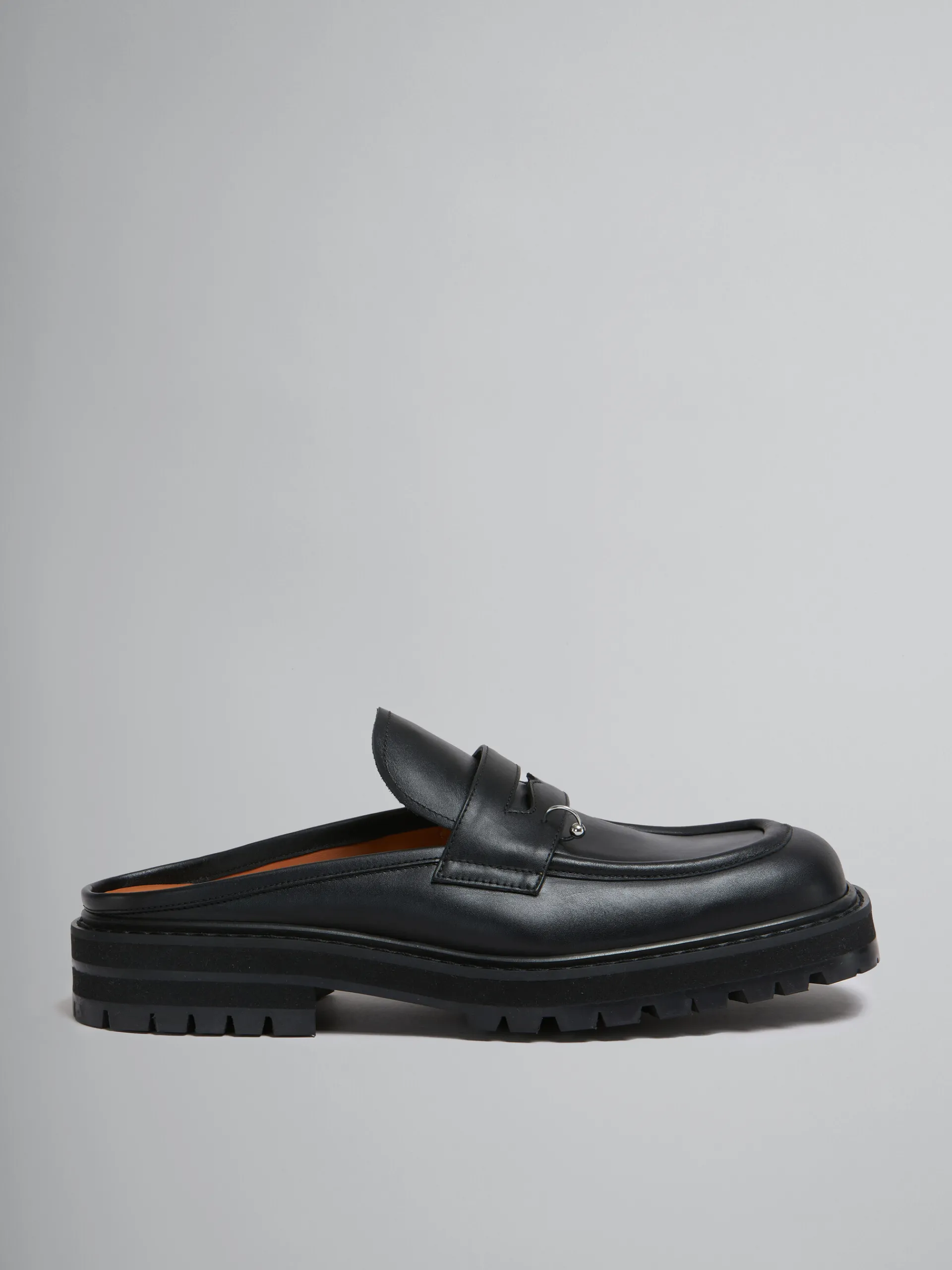 Lace Up & Loafers>Marni Leather Piercing 2.0 Chunky Sabot Loafer BLACK