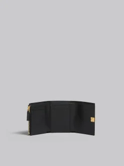 Wallets & Small Leather Goods>Marni Leather Trifold Prisma Wallet BLACK