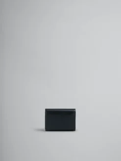 Wallets & Small Leather Goods>Marni Leather Trifold Wallet With Raised Logo BLACK