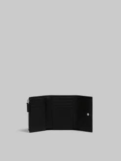 Wallets & Small Leather Goods>Marni Leather Trifold Wallet With Mending BLACK