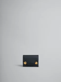 Wallets & Small Leather Goods>Marni Leather Trunkaroo Trifold Wallet BLACK