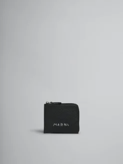 Wallets & Small Leather Goods>Marni Leather Zip-around Wallet With Mending BLACK