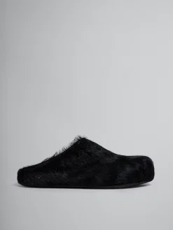 Fussbett Sabot>Marni Long Haircalfskin Fussbett Sabot BLACK