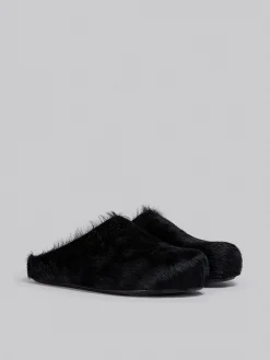 Fussbett Sabot>Marni Long Haircalfskin Fussbett Sabot BLACK