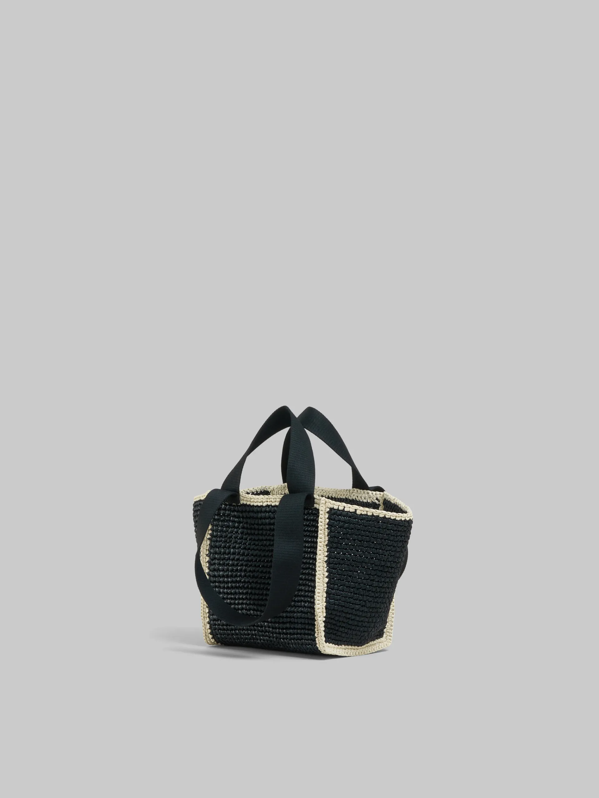 Tote Bags>Marni Black Macramé Sillo Small Shopper BLACK/IVORY/BLACK