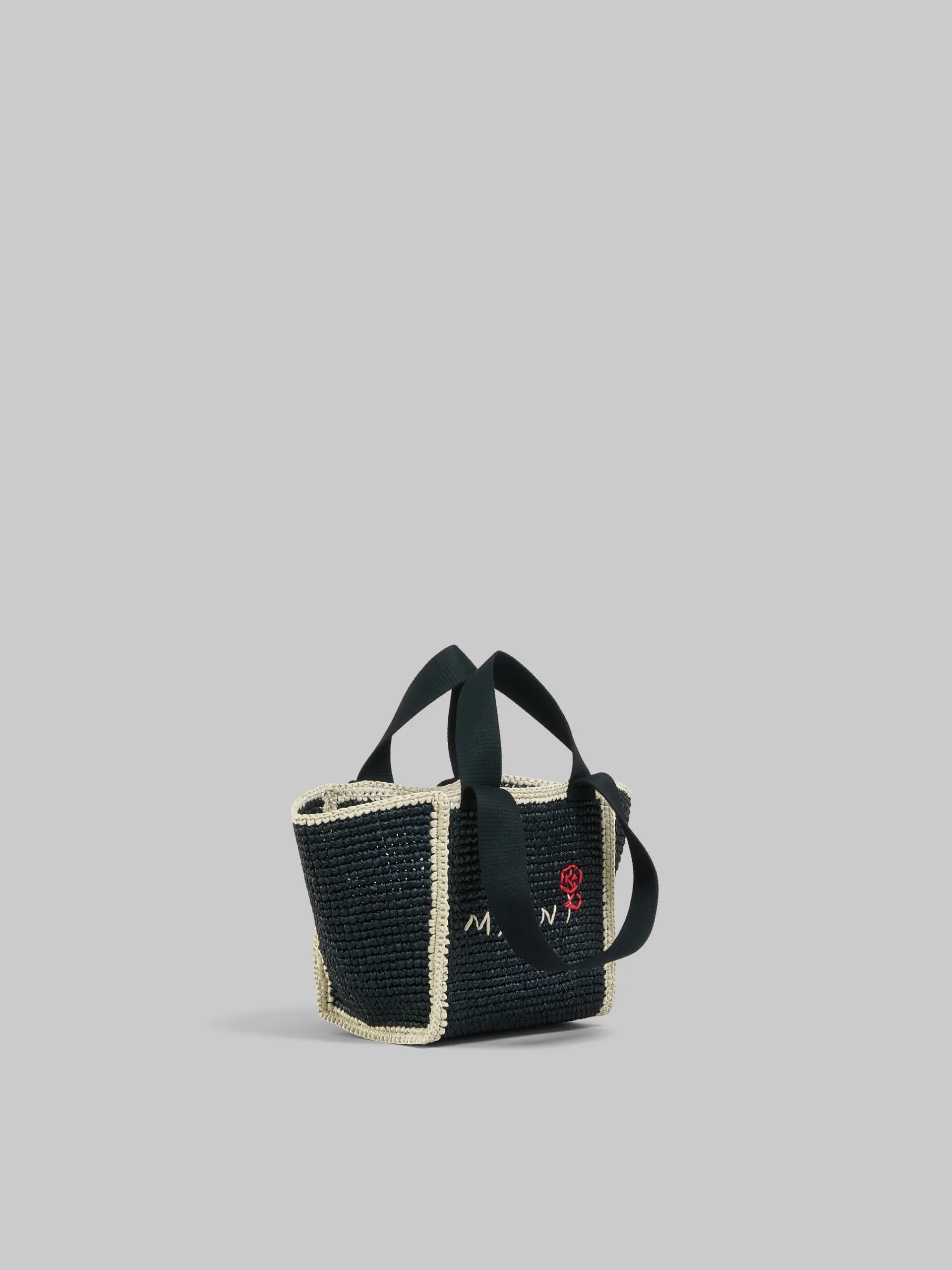 Tote Bags>Marni Black Macramé Sillo Small Shopper BLACK/IVORY/BLACK