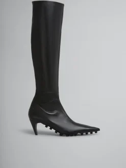 Boots>Marni Nappa Knee-high Spike Boot BLACK