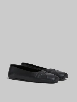 Flats>Marni Nappa Leather Seamless Little Bow Ballet Flat BLACK
