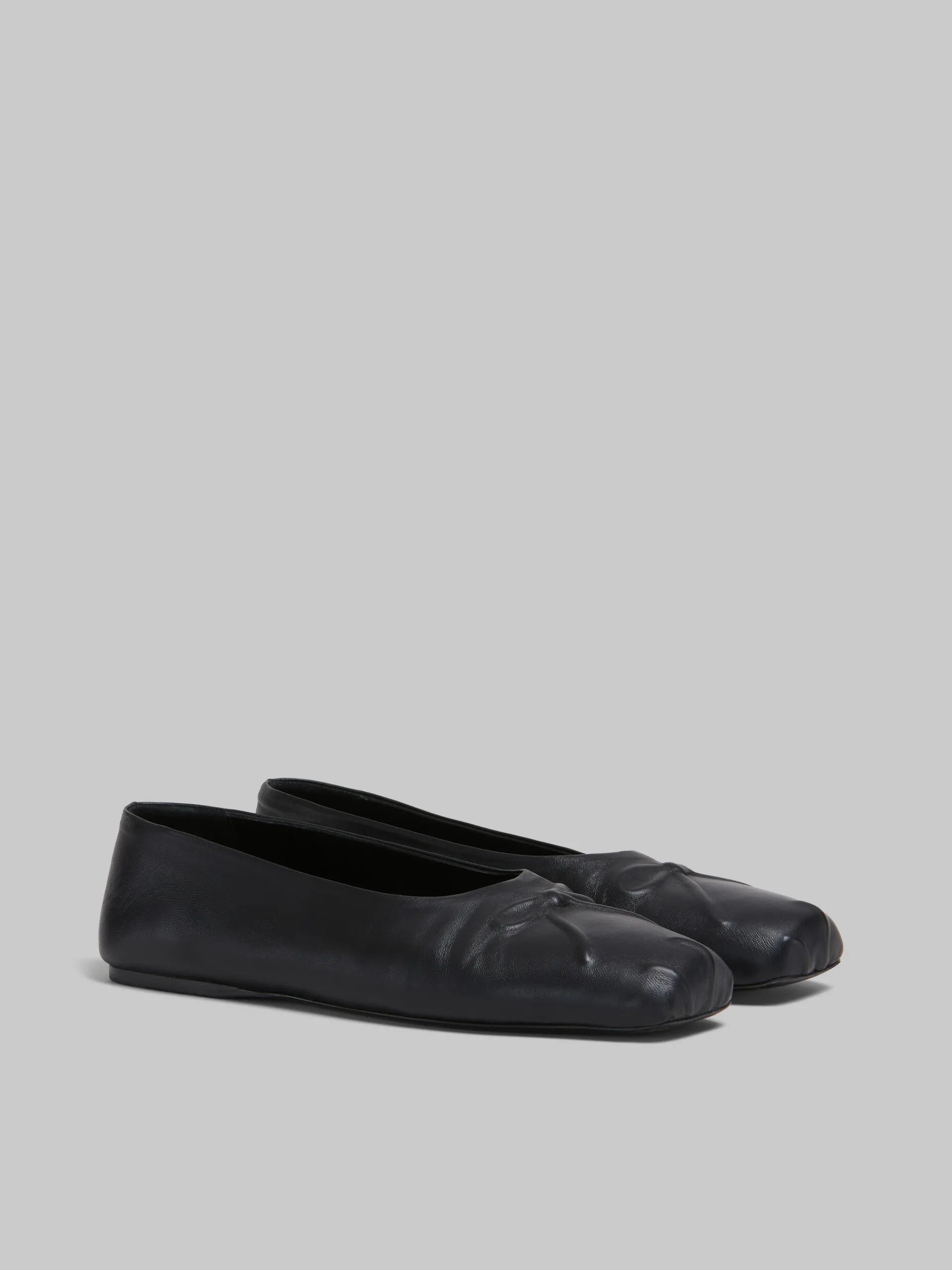 Flats>Marni Nappa Leather Seamless Little Bow Ballet Flat BLACK