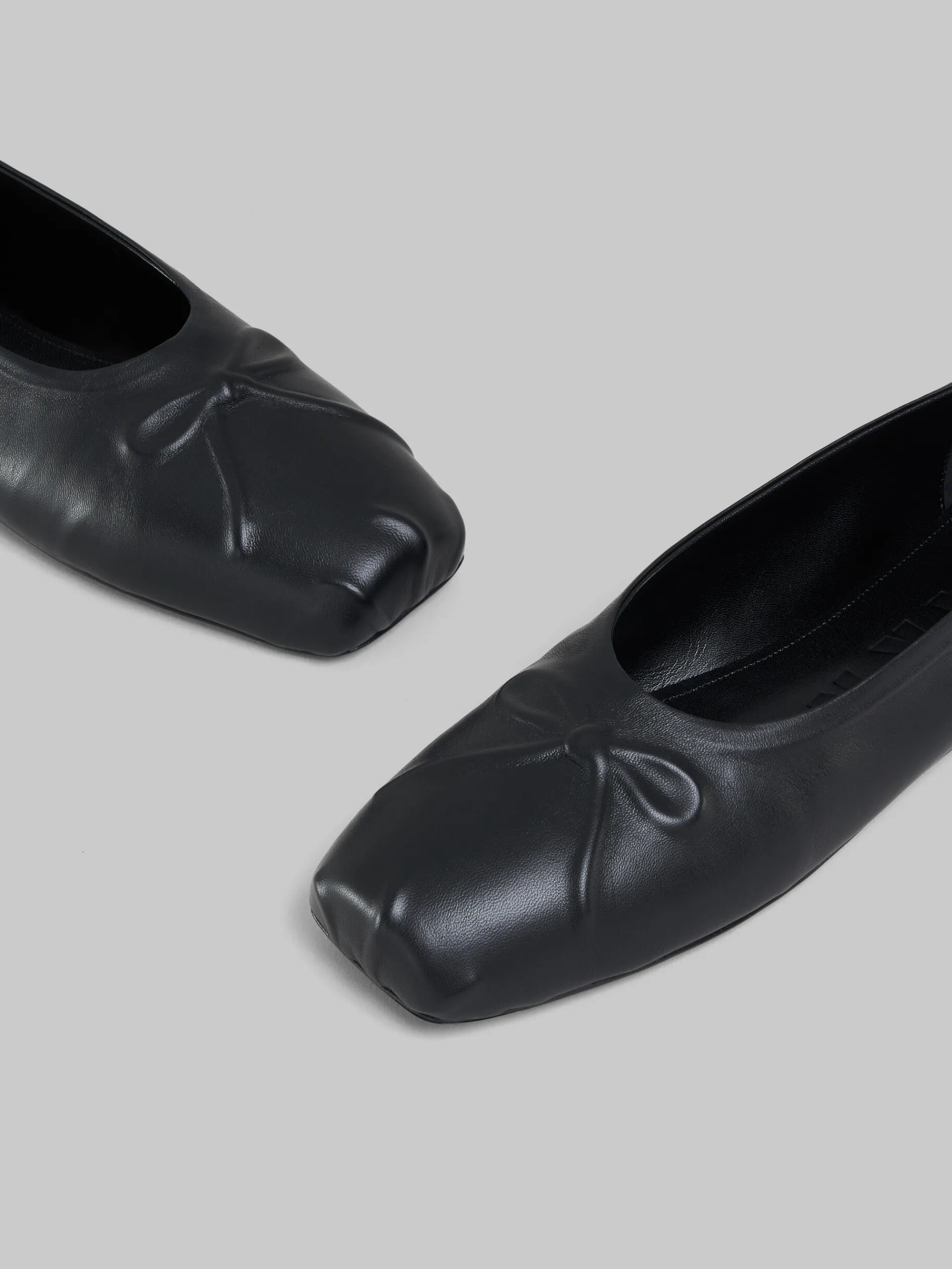 Flats>Marni Nappa Leather Seamless Little Bow Ballet Flat BLACK