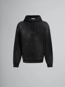 Sweatshirts>Marni Organic Cotton Hoodie With Mending BLACK