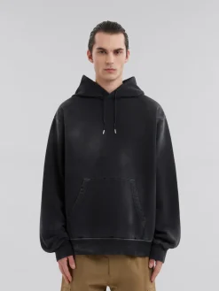 Sweatshirts>Marni Organic Cotton Hoodie With Mending BLACK