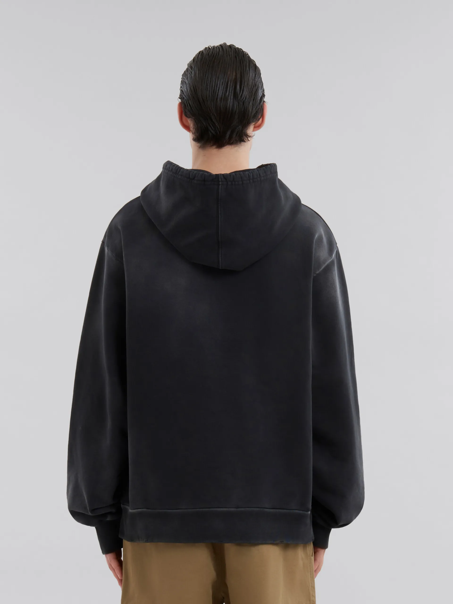 Sweatshirts>Marni Organic Cotton Hoodie With Mending BLACK