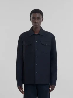 Tops & T-Shirts>Marni Organic Cotton Satin Shirt BLACK