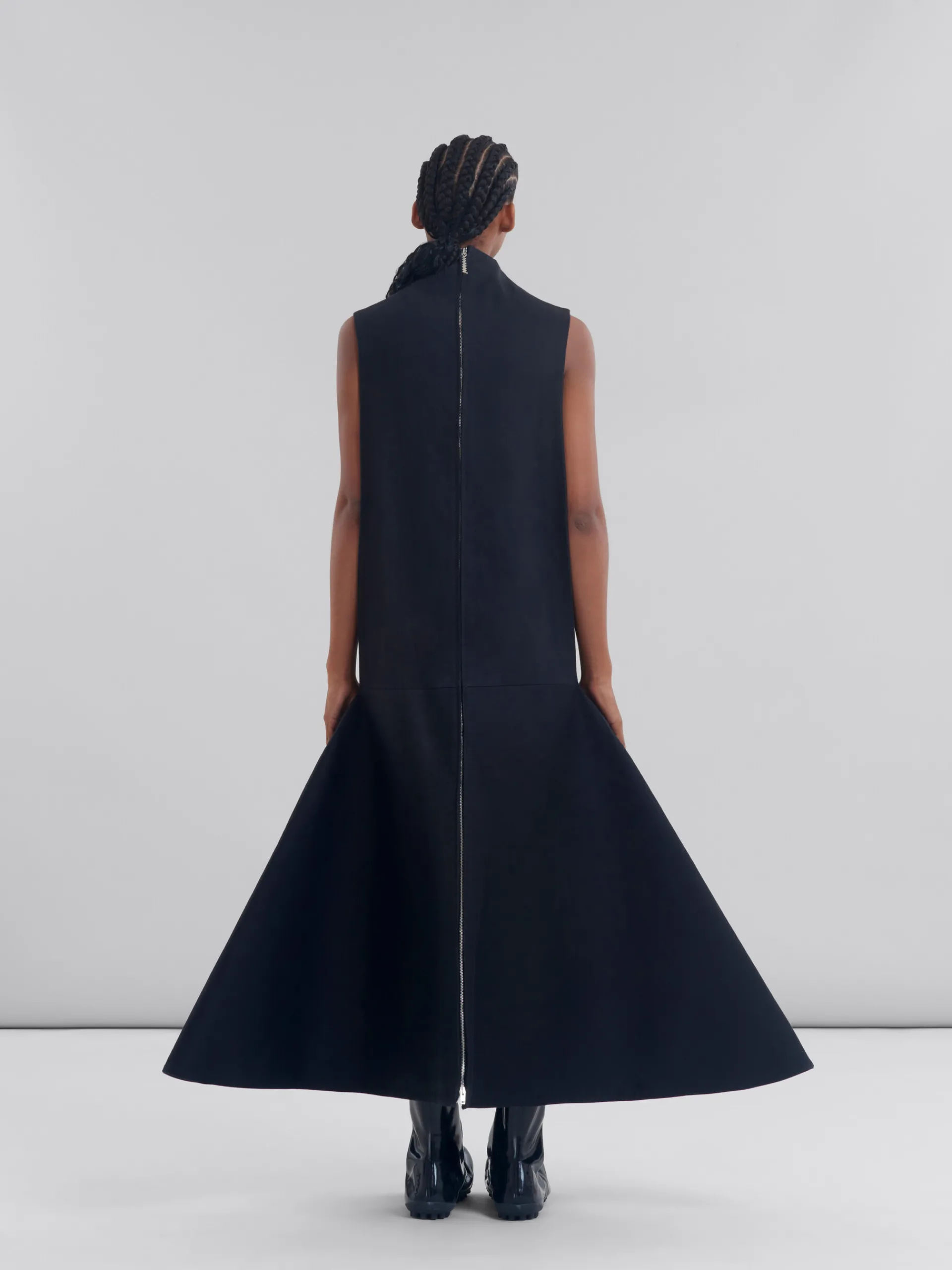 Dresses>Marni Organic Cotton Satin A-line Dress BLACK