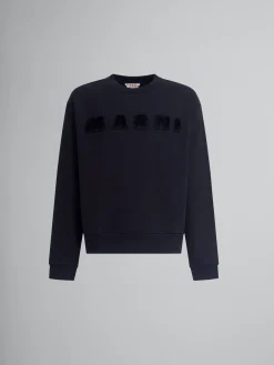 Tops & T-Shirts | Sweatshirts>Marni Black Organic Cotton Sweatshirt With Logo NERO