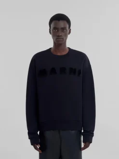 Tops & T-Shirts | Sweatshirts>Marni Black Organic Cotton Sweatshirt With Logo NERO