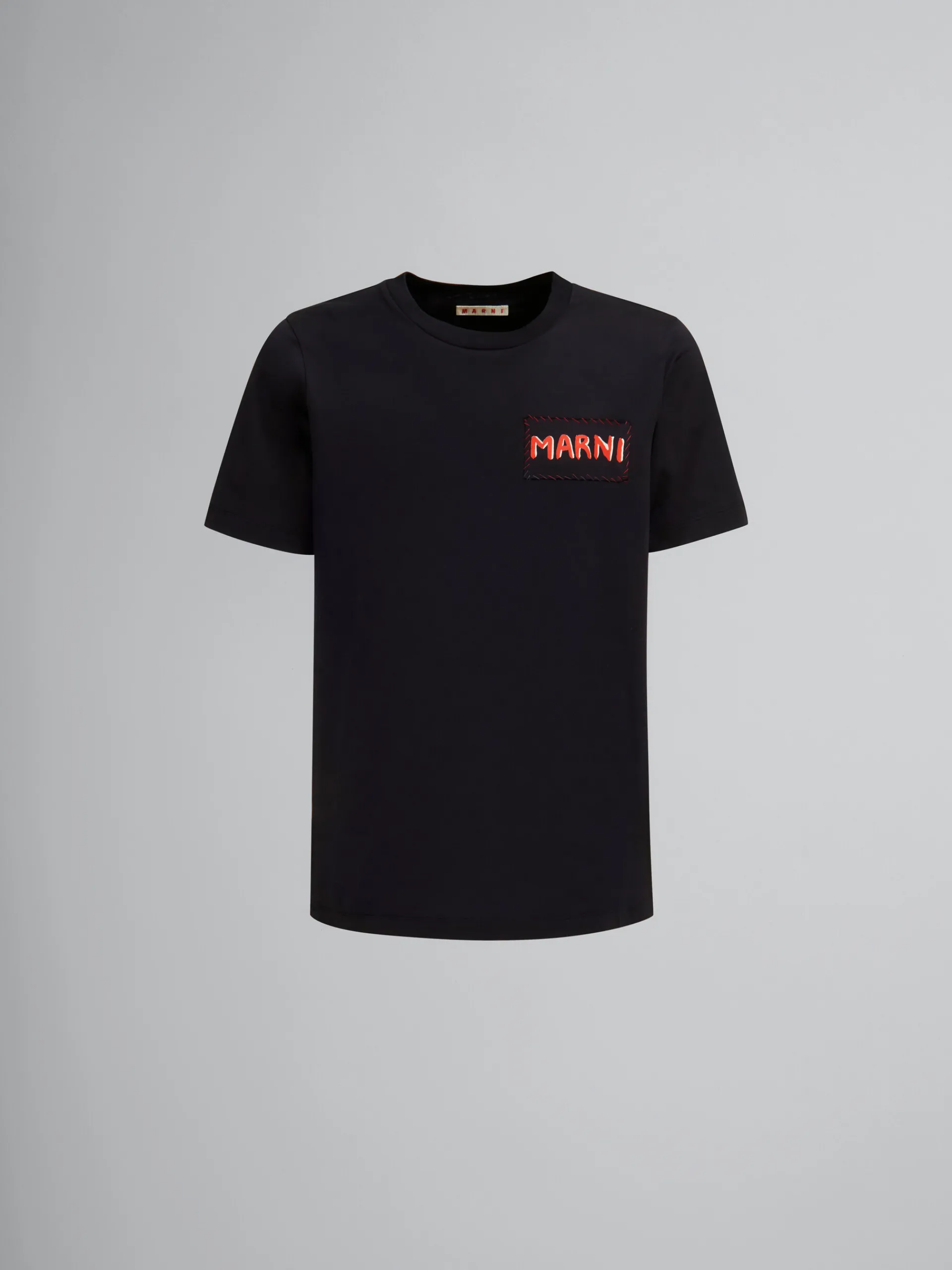 Tops & T-Shirts>Marni Organic Cotton T-shirt With Patch BLACK
