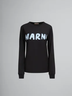 Tops & T-Shirts>Marni Organic Cotton T-shirt With Logo BLACK