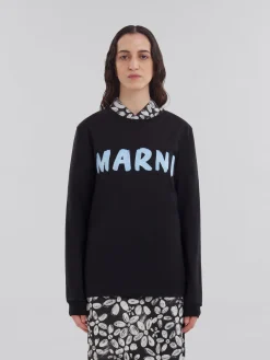 Tops & T-Shirts>Marni Organic Cotton T-shirt With Logo BLACK