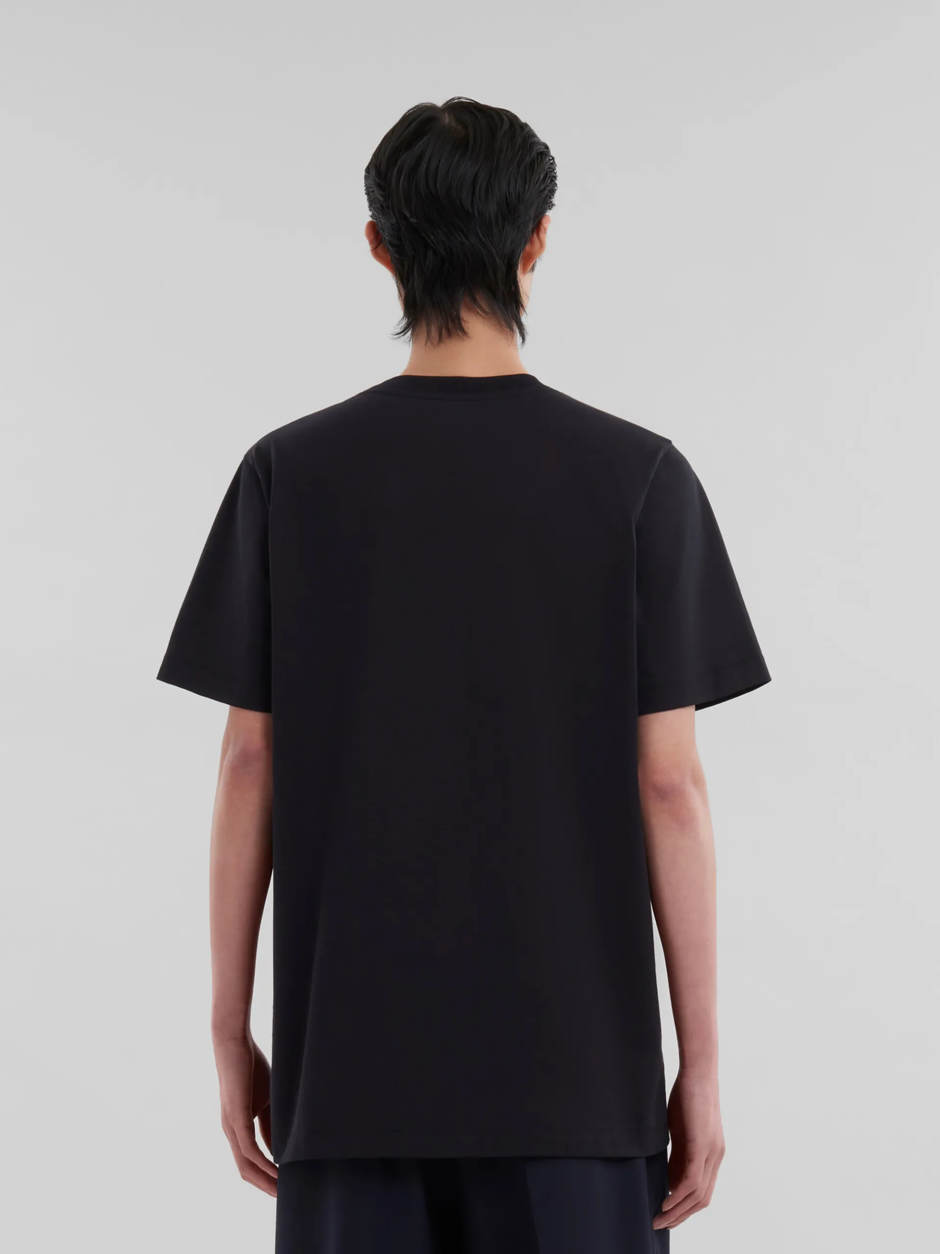 Tops & T-Shirts>Marni Organic Cotton T-shirt With Patch BLACK