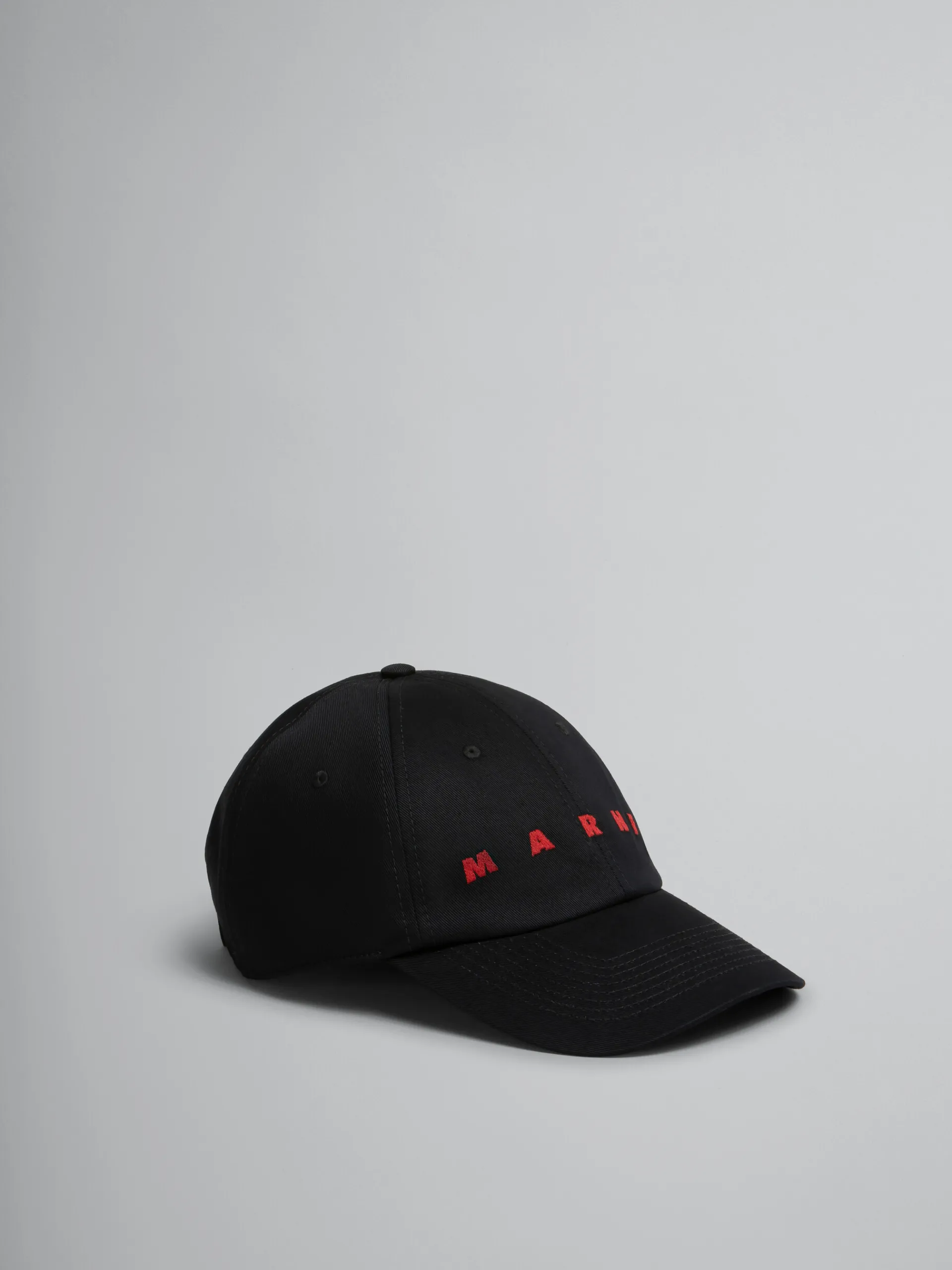 Hats>Marni Organic Gabardine Baseball Cap With Embroidered Logo BLACK