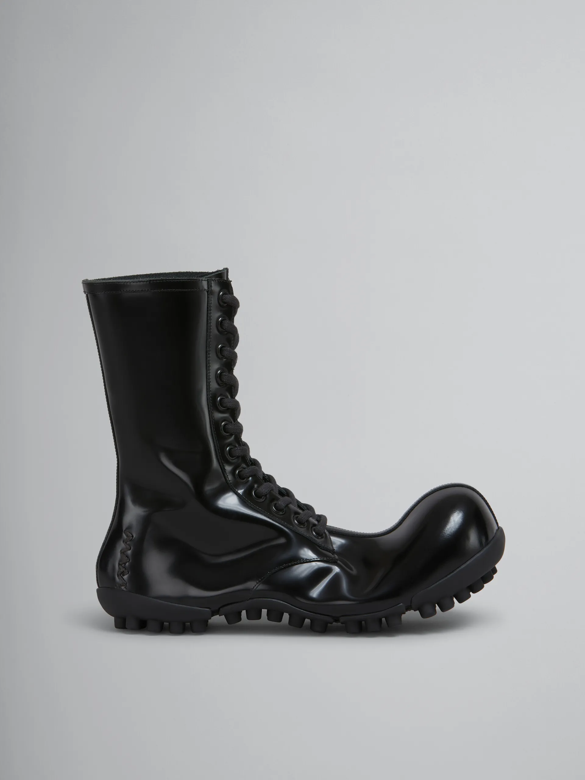 Boots>Marni Patent Leather Wave Boot BLACK
