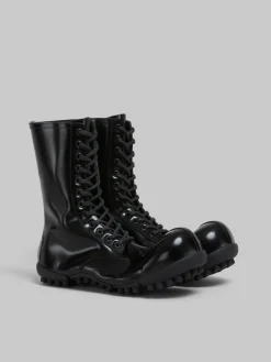 Boots>Marni Patent Leather Wave Boot BLACK