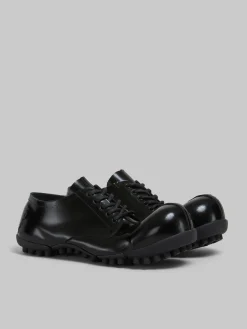 Lace Up & Loafers>Marni Patent Leather Wave Lace Up BLACK