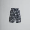 Pants | Matching Sets>Marni Poplin Drawstring Shorts With Scribble Motif BLACK