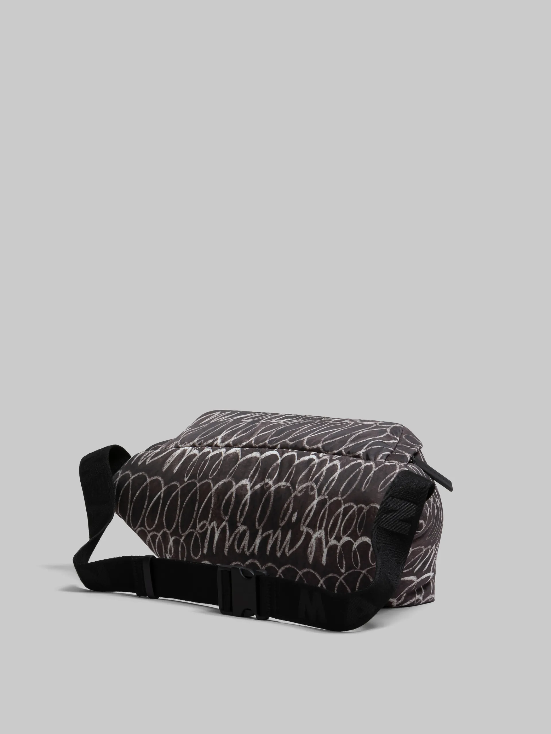 Belt Bags>Marni Puff Belt Bag With Scribble Print BLACK