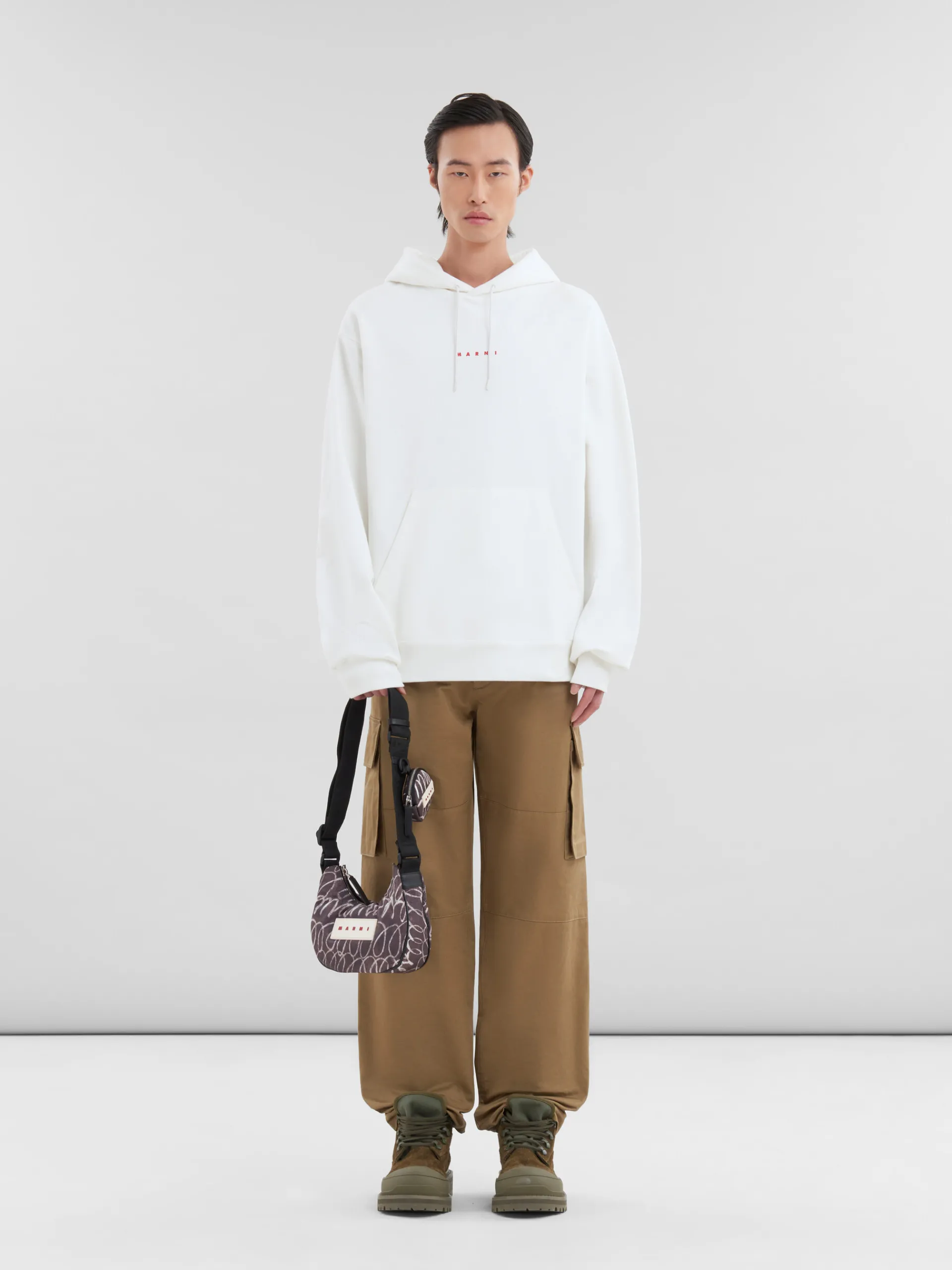 Crossbody Bags>Marni Puff Hobo Bag With Scribble Print BLACK