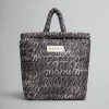 Tote Bags>Marni Puff Tote Bag With Scribble Print BLACK