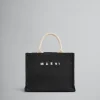 Tote Bags>Marni Black Raffia-effect Small Tote Bag BLACK/NATURAL