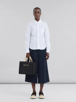 Tote Bags>Marni Black Raffia-effect Small Tote Bag BLACK/NATURAL
