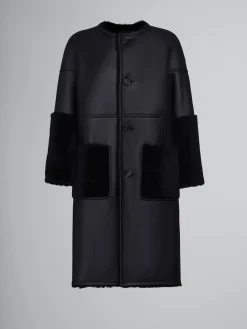 Coats & Jackets>Marni Reversible Shearling Coat BLACK