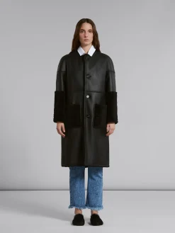 Coats & Jackets>Marni Reversible Shearling Coat BLACK