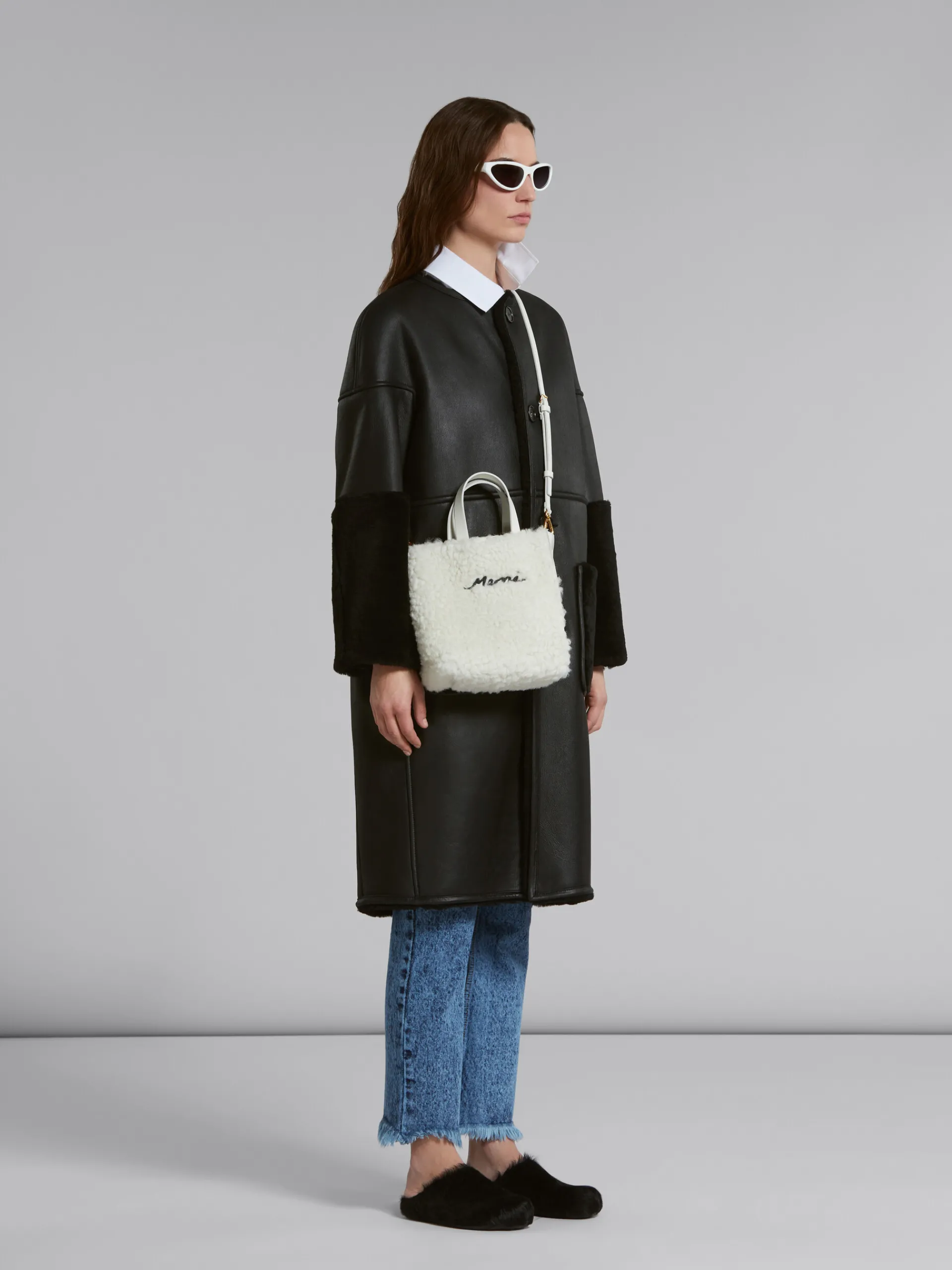 Coats & Jackets>Marni Reversible Shearling Coat BLACK
