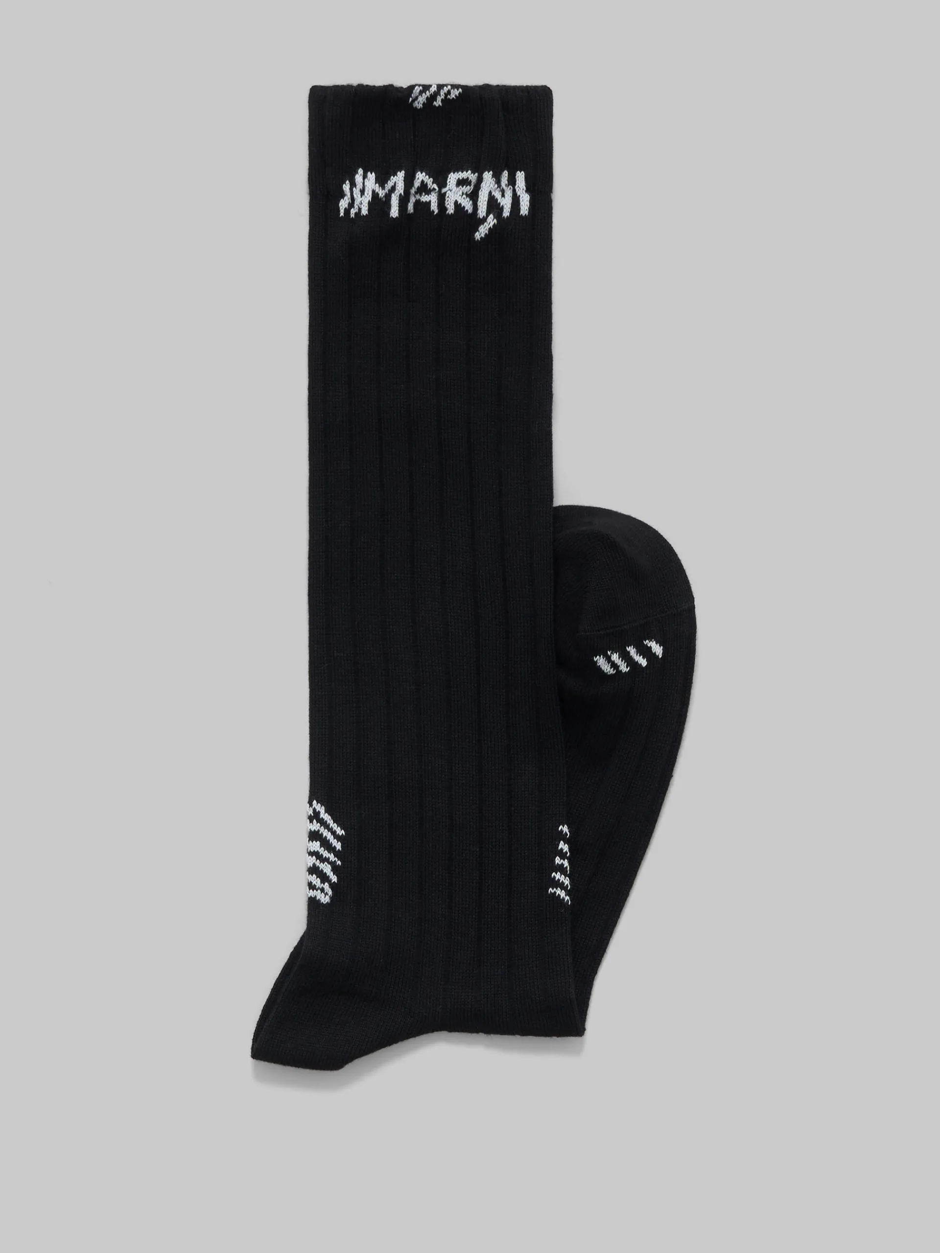 Socks>Marni Ribbed Cotton Socks With Mending BLACK
