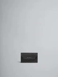Wallets & Small Leather Goods>Marni Saffiano Leather Zip-around Card Case BLACK