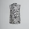 Matching Sets | Tops & T-Shirts>Marni Satin-back Crêpe Sleeveless Top With Blooming Print BLACK